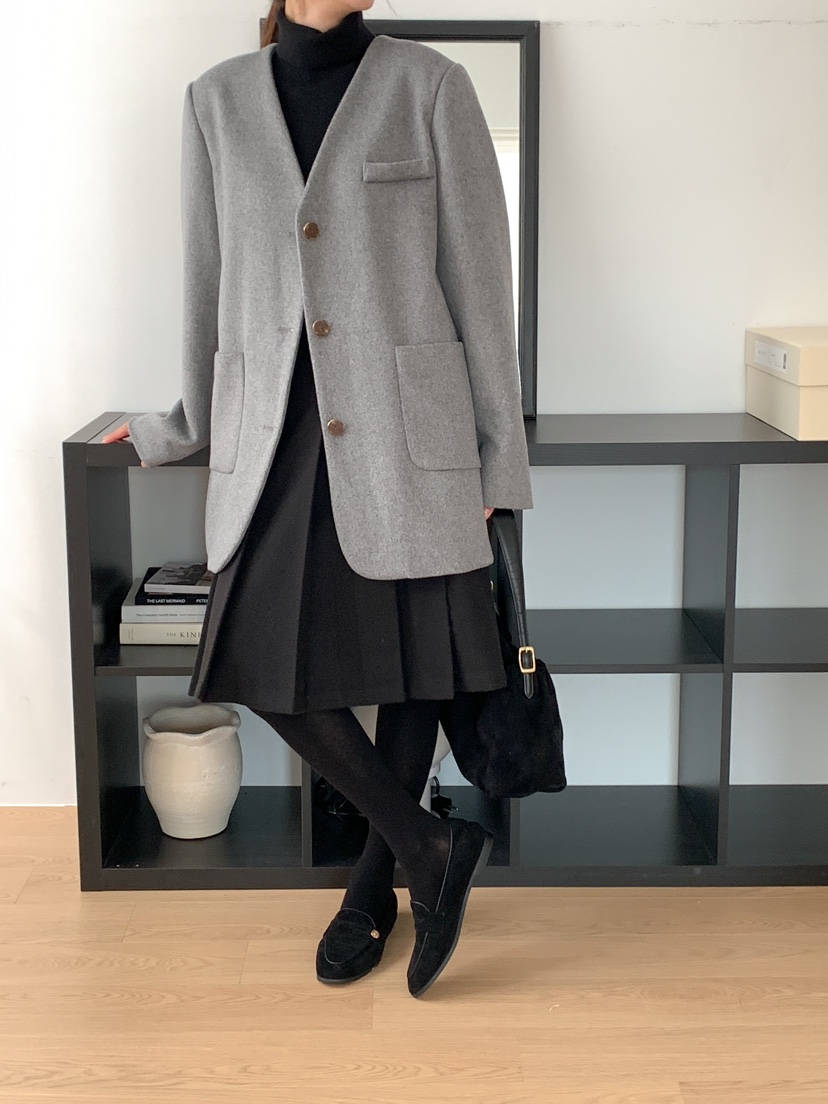 FRILL-T韓國直郵東大門代購女裝新款休閑職業推薦夾克羊毛FRILL-T夾克