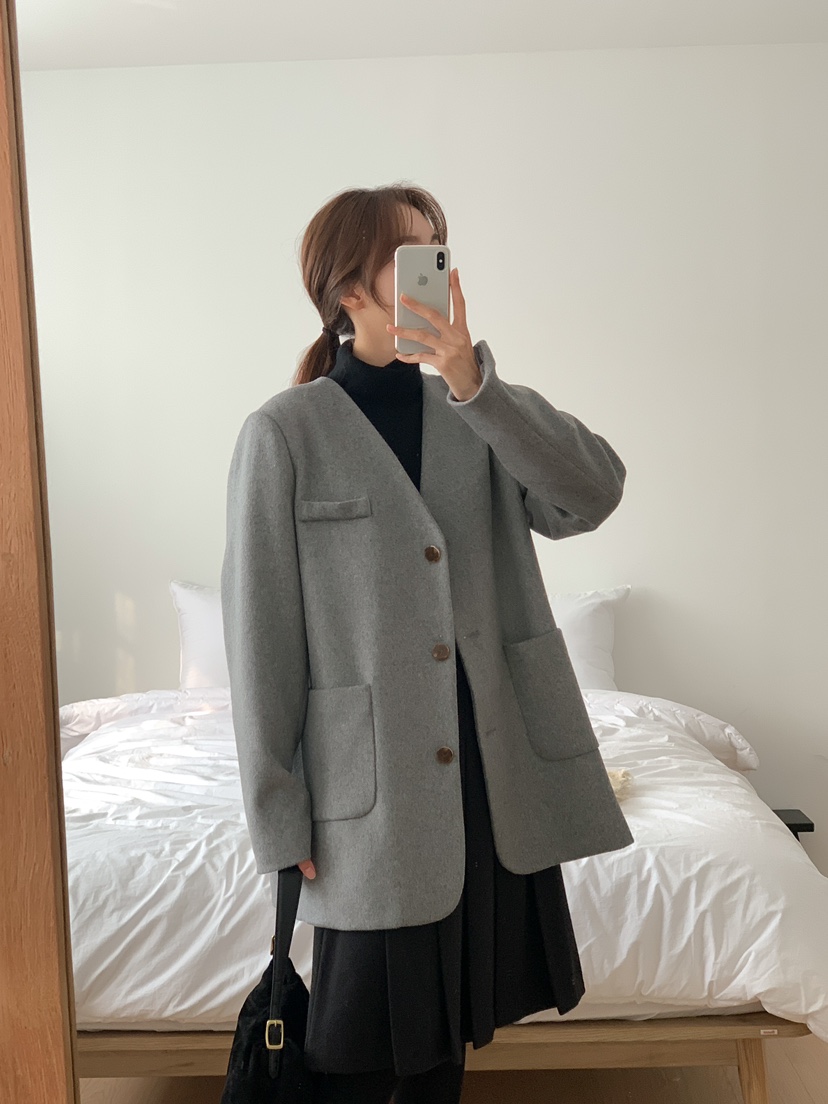 FRILL-T韓國直郵東大門代購女裝新款休閑職業推薦夾克羊毛FRILL-T夾克
