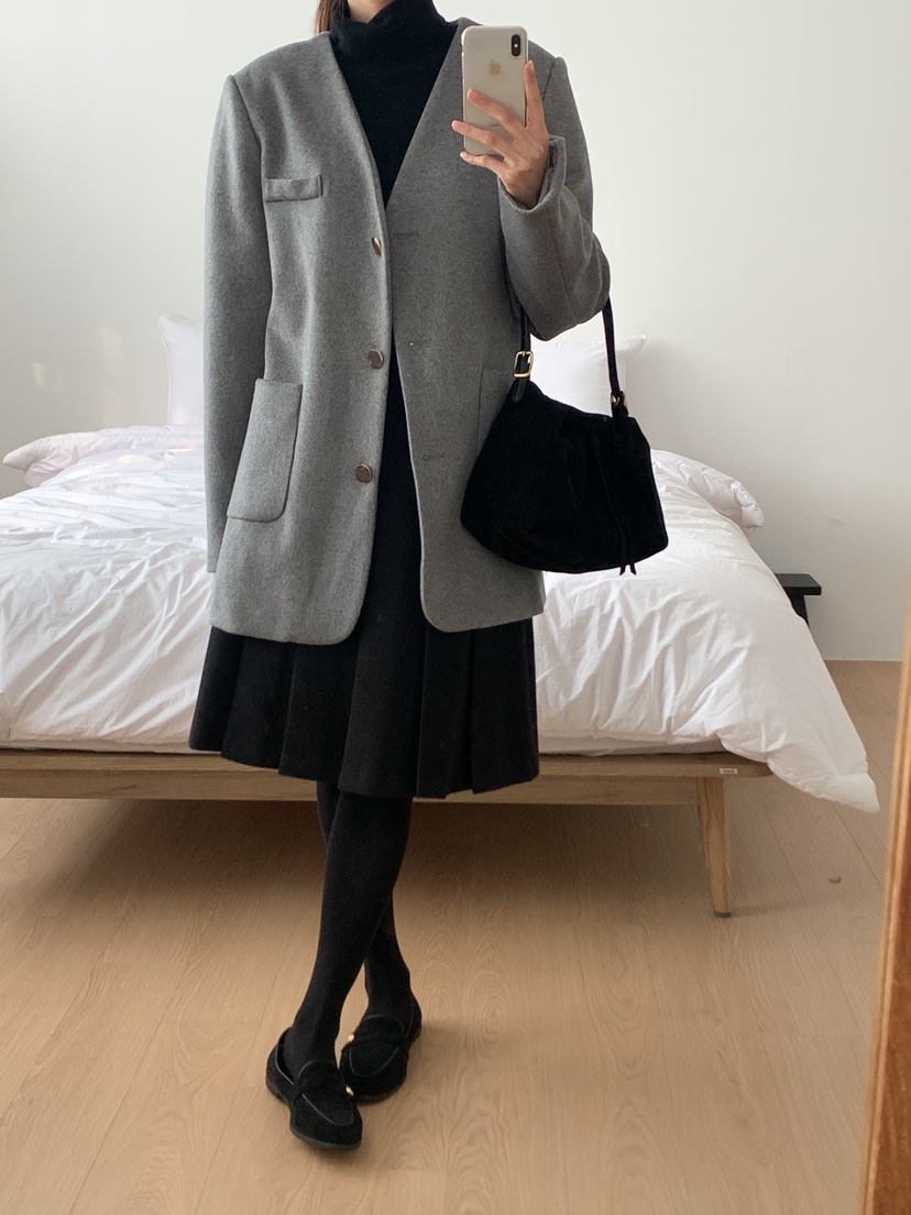 FRILL-T韓國直郵東大門代購女裝新款休閑職業推薦夾克羊毛FRILL-T夾克