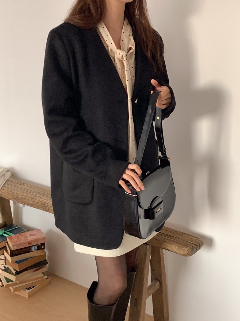 FRILL-T韓國直郵東大門代購女裝新款休閑職業推薦夾克羊毛FRILL-T夾克
