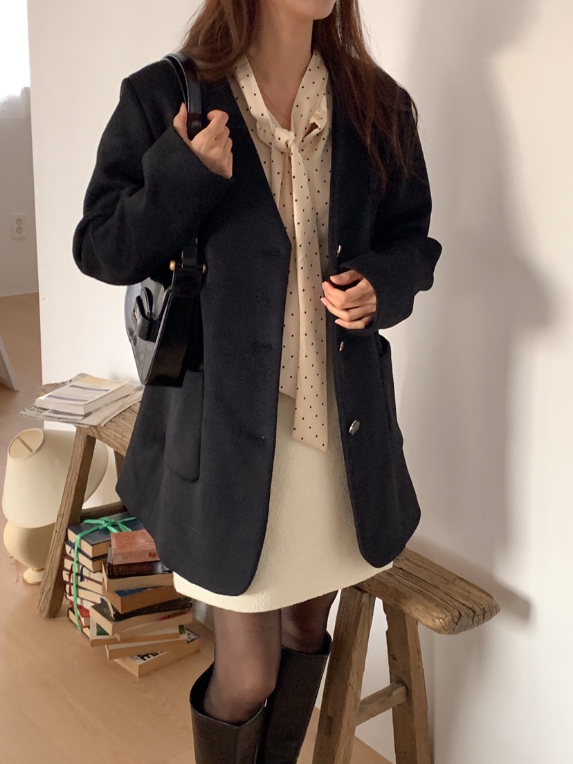 FRILL-T韓國直郵東大門代購女裝新款休閑職業推薦夾克羊毛FRILL-T夾克