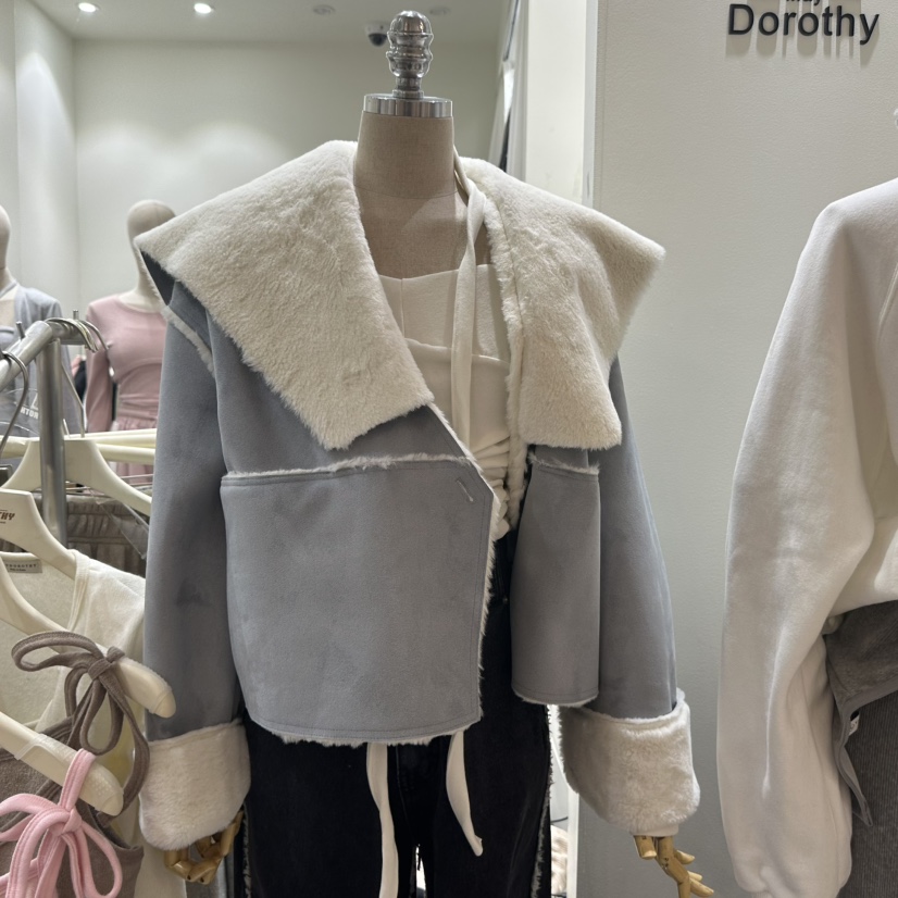 MAY DOROYHY韓國直郵東大門實拍女裝新款真品休閑夾克毛皮HANSUNGHYUN夾克圖色1