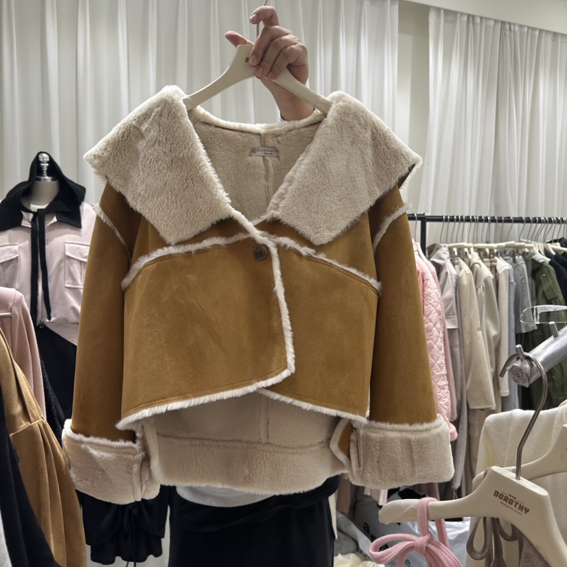 MAY DOROYHY韓國直郵東大門實拍女裝新款真品休閑夾克毛皮HANSUNGHYUN夾克圖色2