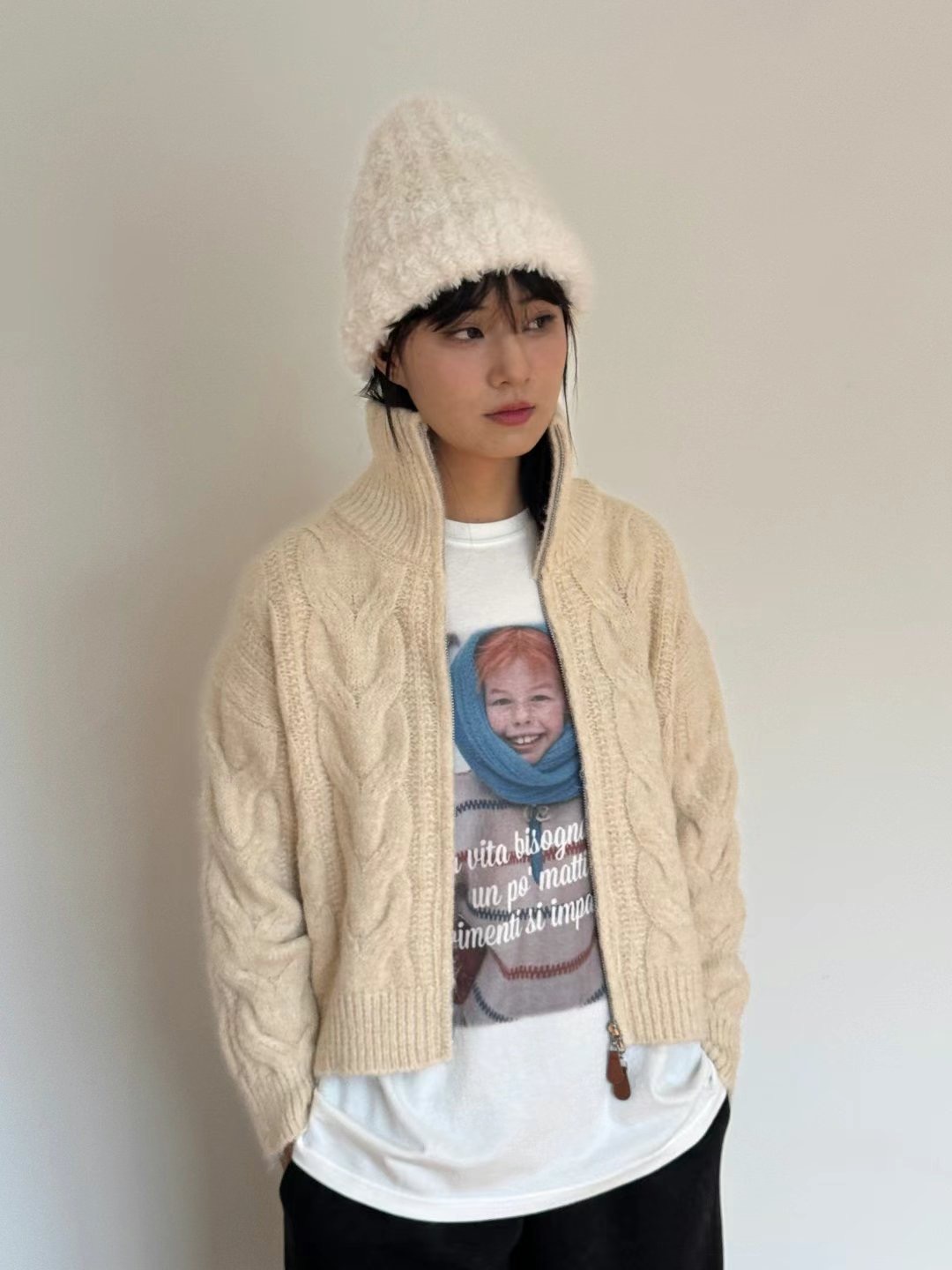THEBARN韓國直郵女裝新款推薦熱賣24秋冬人氣職業針織衫拉鏈THEBARN針織衫圖色3