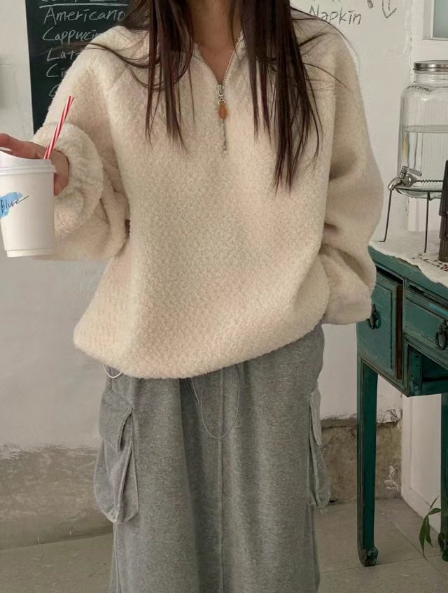 THEBARN韓國直郵東大門代購女裝新品時尚真品24秋冬針織衫抓絨THEBARN針織衫