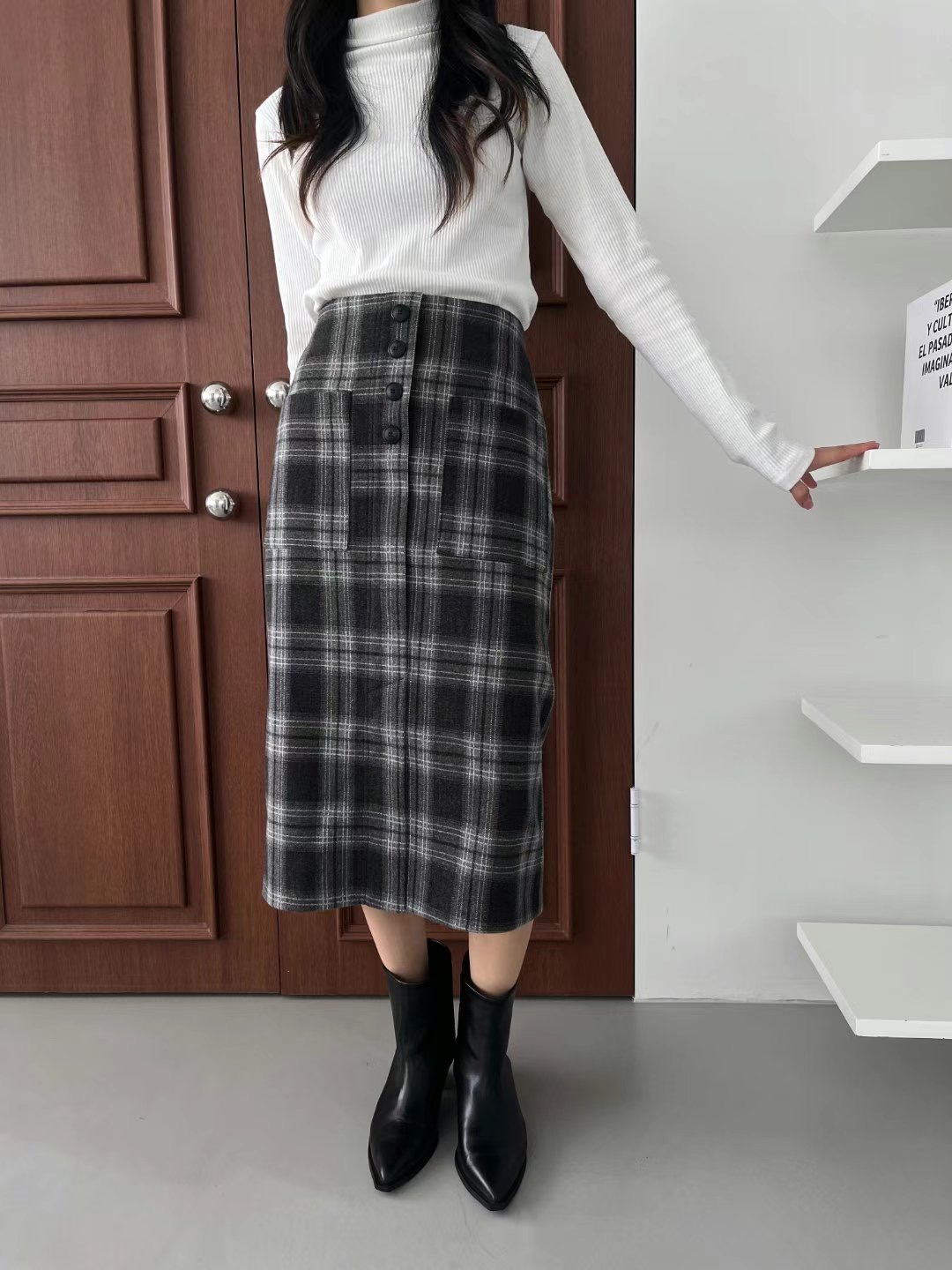 MELON韓國直郵東大門實拍女裝新款真品人氣熱賣24秋冬職業長裙ANDANTE長裙