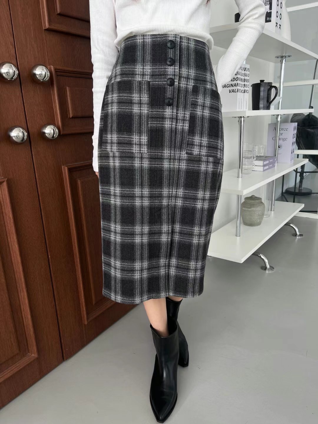 MELON韓國直郵東大門實拍女裝新款真品人氣熱賣24秋冬職業長裙ANDANTE長裙圖色1