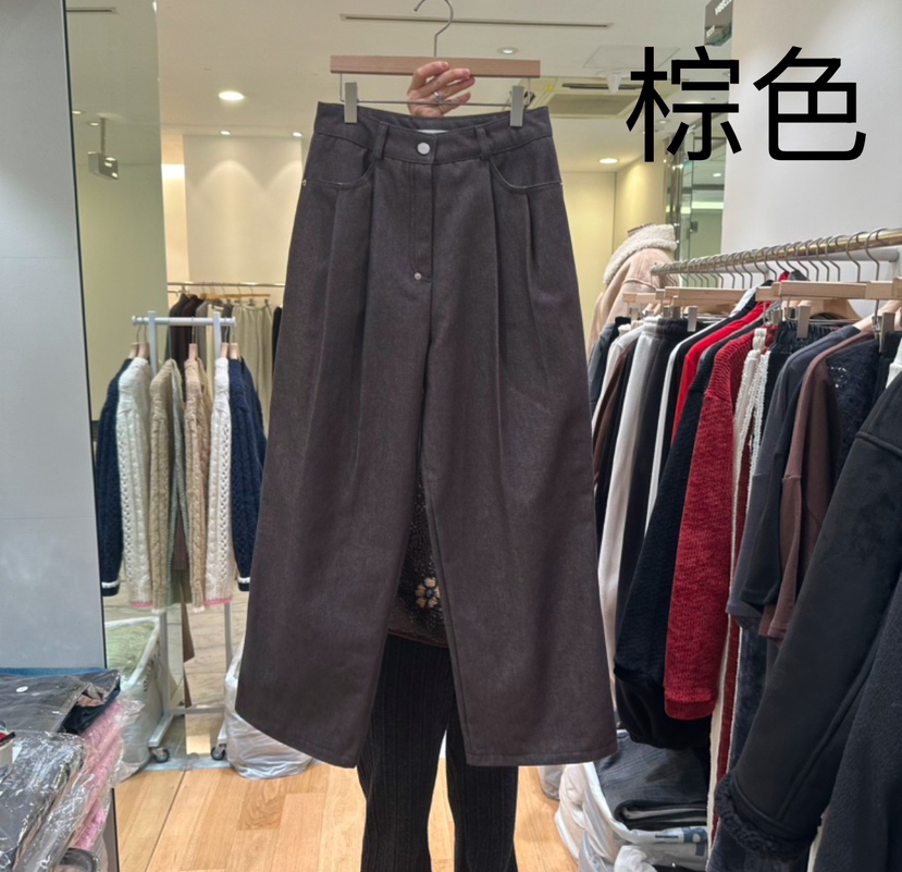 Vibelle韓國直郵女裝新品推薦24秋冬熱賣休閑時尚牛仔褲拉絨VIBELLE牛仔褲圖色2