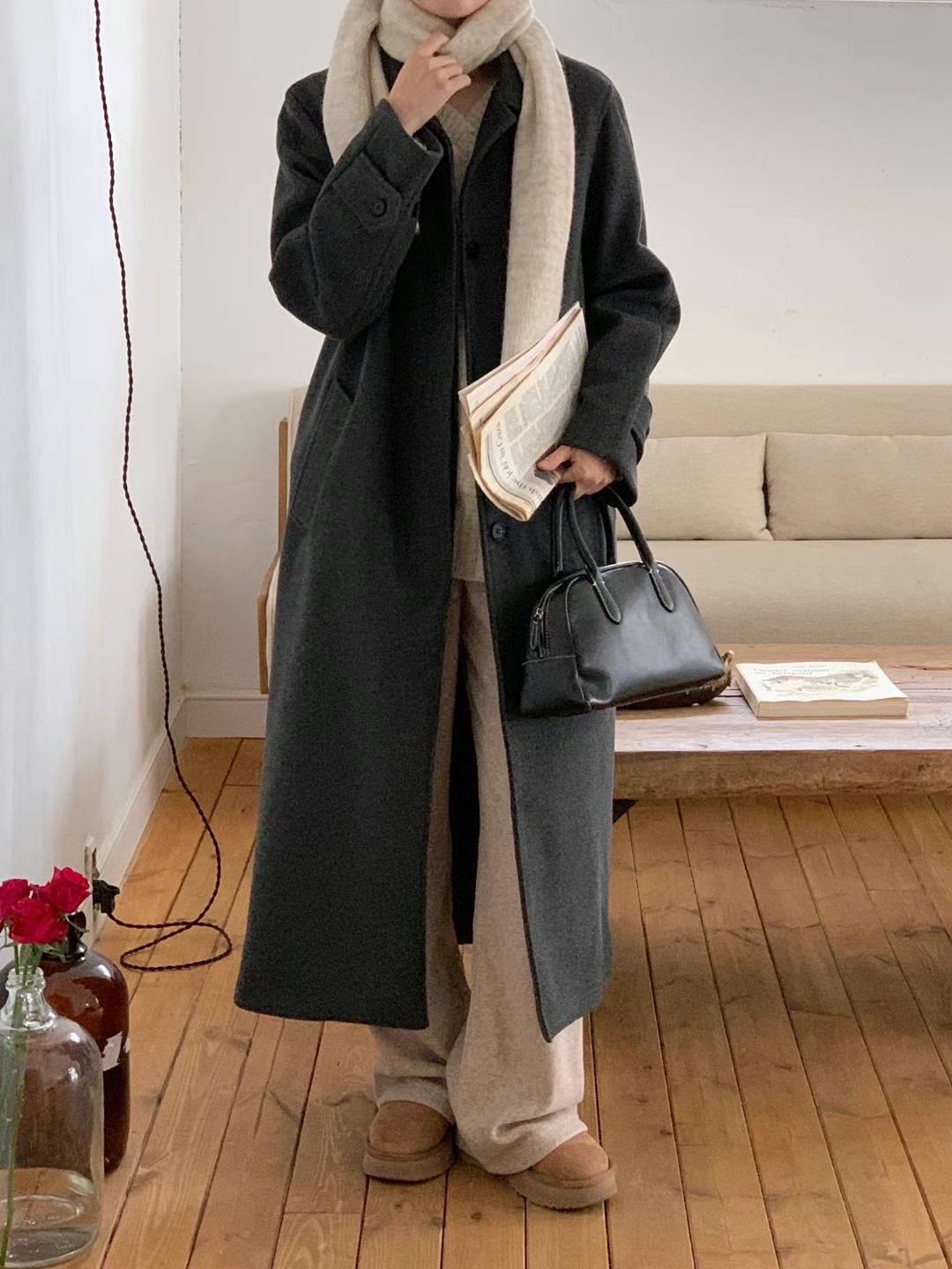 J ME直郵韓國代購女裝新品24秋冬真品時尚職業熱賣中長款大衣J ME中長款大衣圖色2