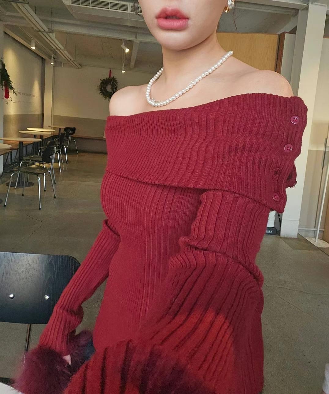 A BLACK韓國直郵女裝新款人氣24秋冬熱賣職業真品針織衫羅紋A BLACK針織衫圖色2