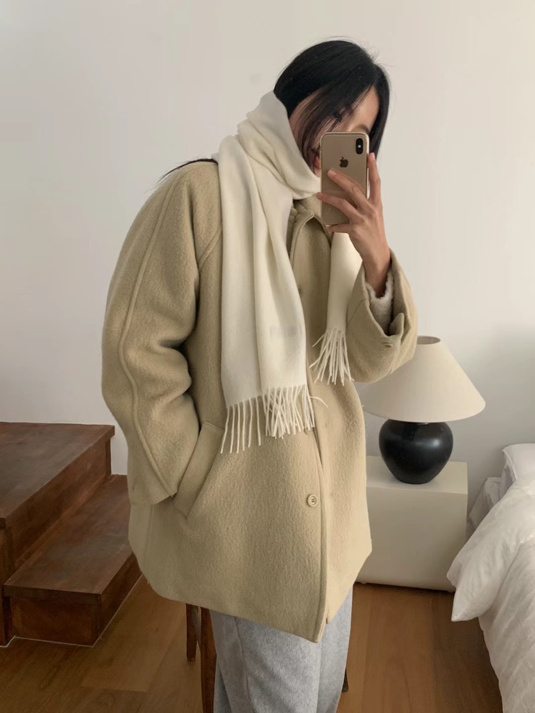 DAOWL東大門實拍女士新款真品職業24秋夏推薦人氣中長款大衣NUFF中長款大衣