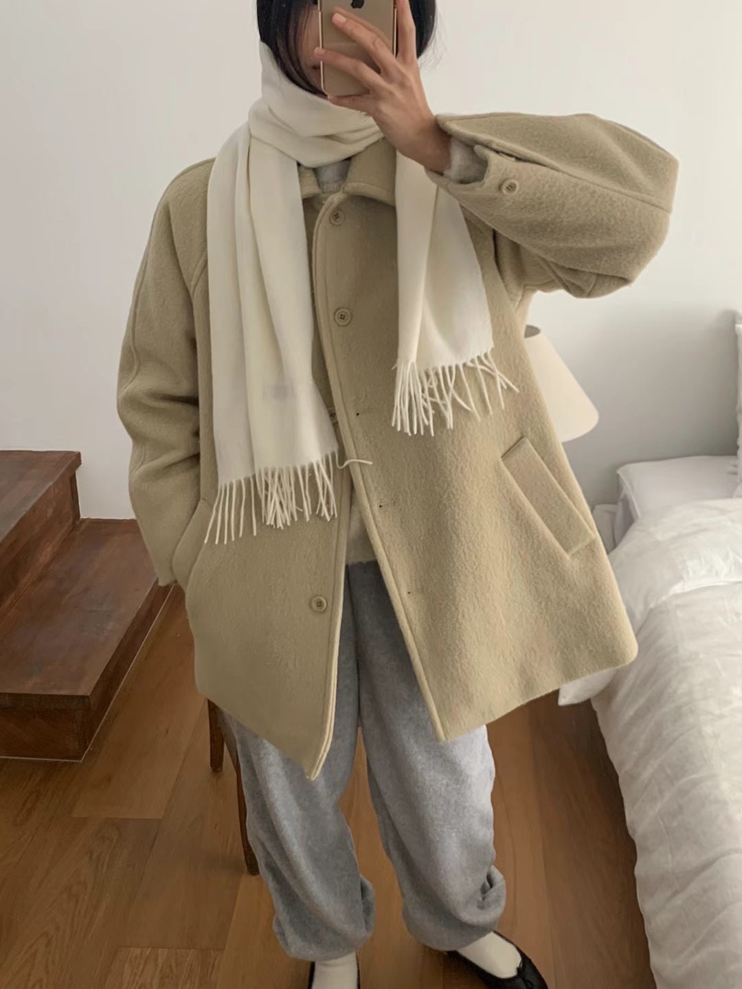 DAOWL東大門實拍女士新款真品職業24秋夏推薦人氣中長款大衣NUFF中長款大衣