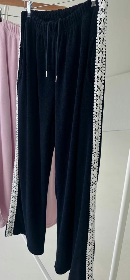 DRESS U直郵韓國代購女裝新款職業熱賣推薦休閑褲毛圈布蕾絲DRESS U休閑褲
