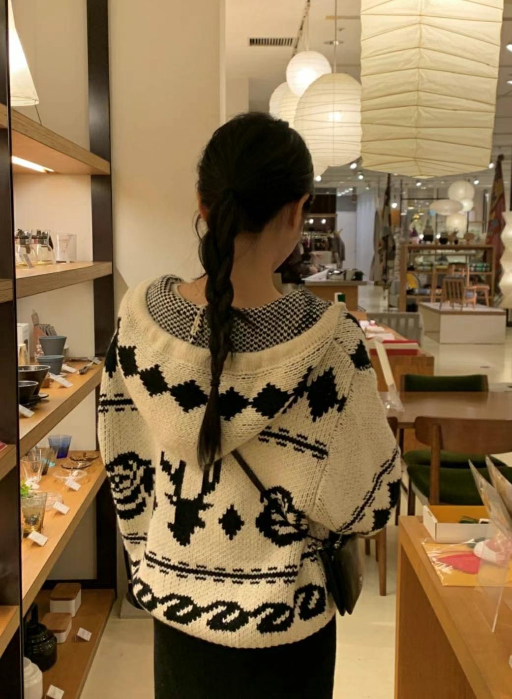 M.STORY直郵韓國代購女裝新款休閑推薦24秋冬熱賣毛衣拉鏈M.STORY毛衣