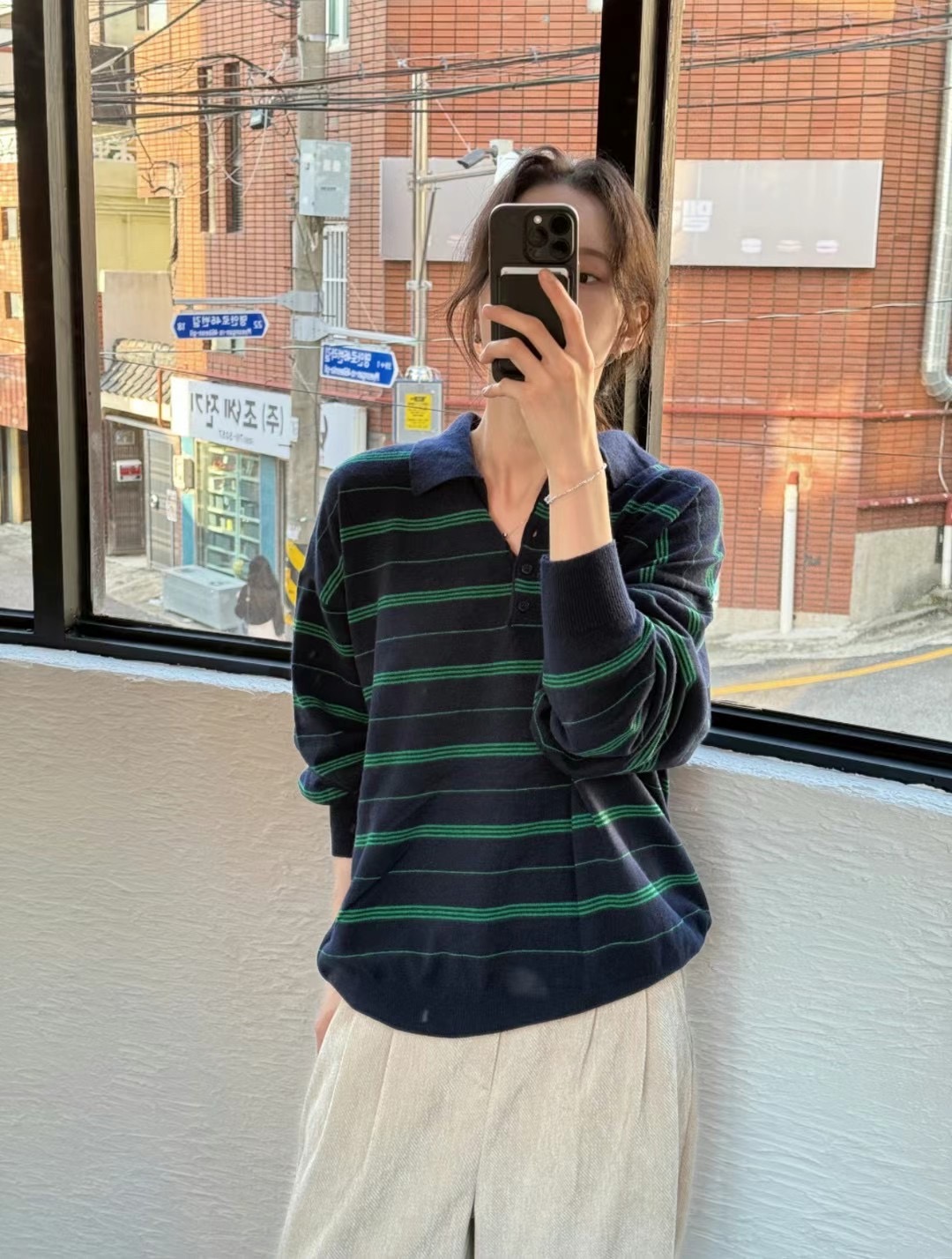 ALL OF US韓國直郵東大門代購女裝新款人氣24秋冬長袖T恤ALL OF US長袖T恤圖色2