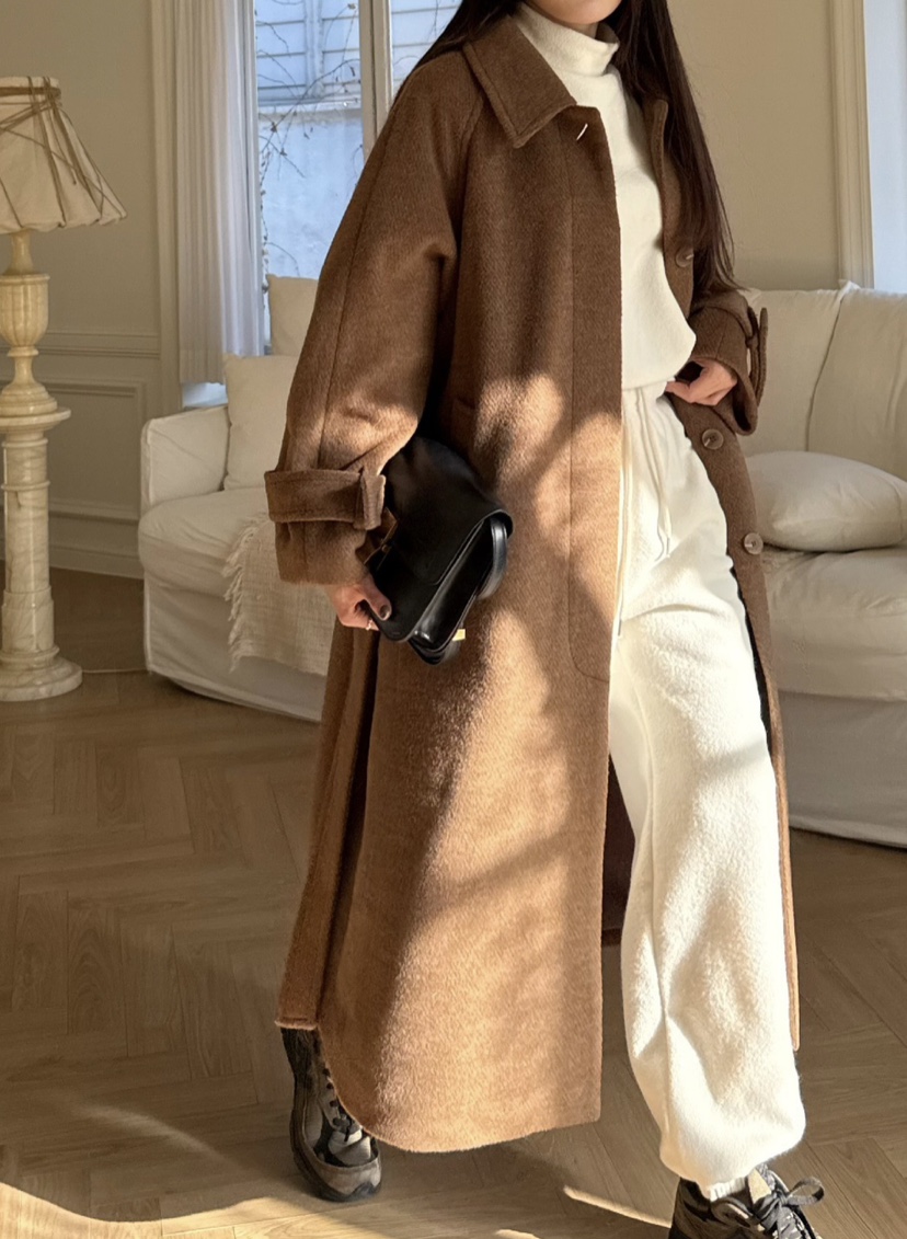 de goyou韓國代購女裝新款24秋夏休閑職業推薦熱賣中長款大衣WATER MELON中長款大衣