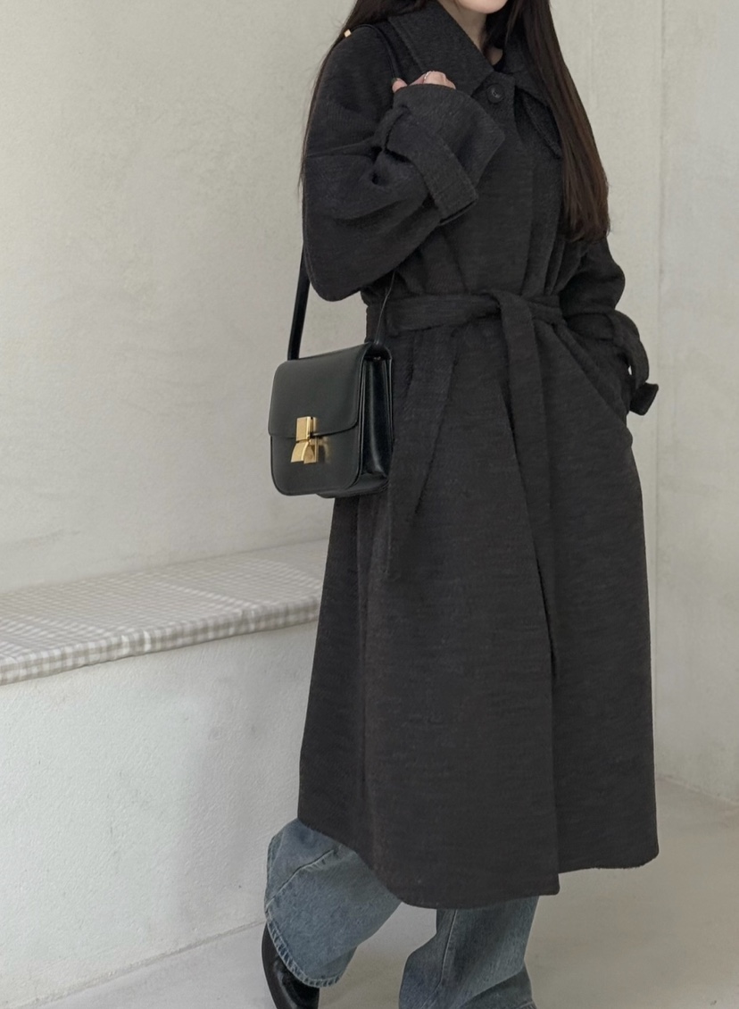 de goyou韓國代購女裝新款24秋夏休閑職業推薦熱賣中長款大衣WATER MELON中長款大衣