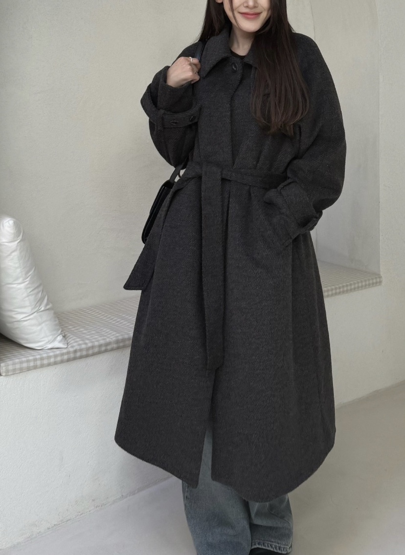 de goyou韓國代購女裝新款24秋夏休閑職業推薦熱賣中長款大衣WATER MELON中長款大衣