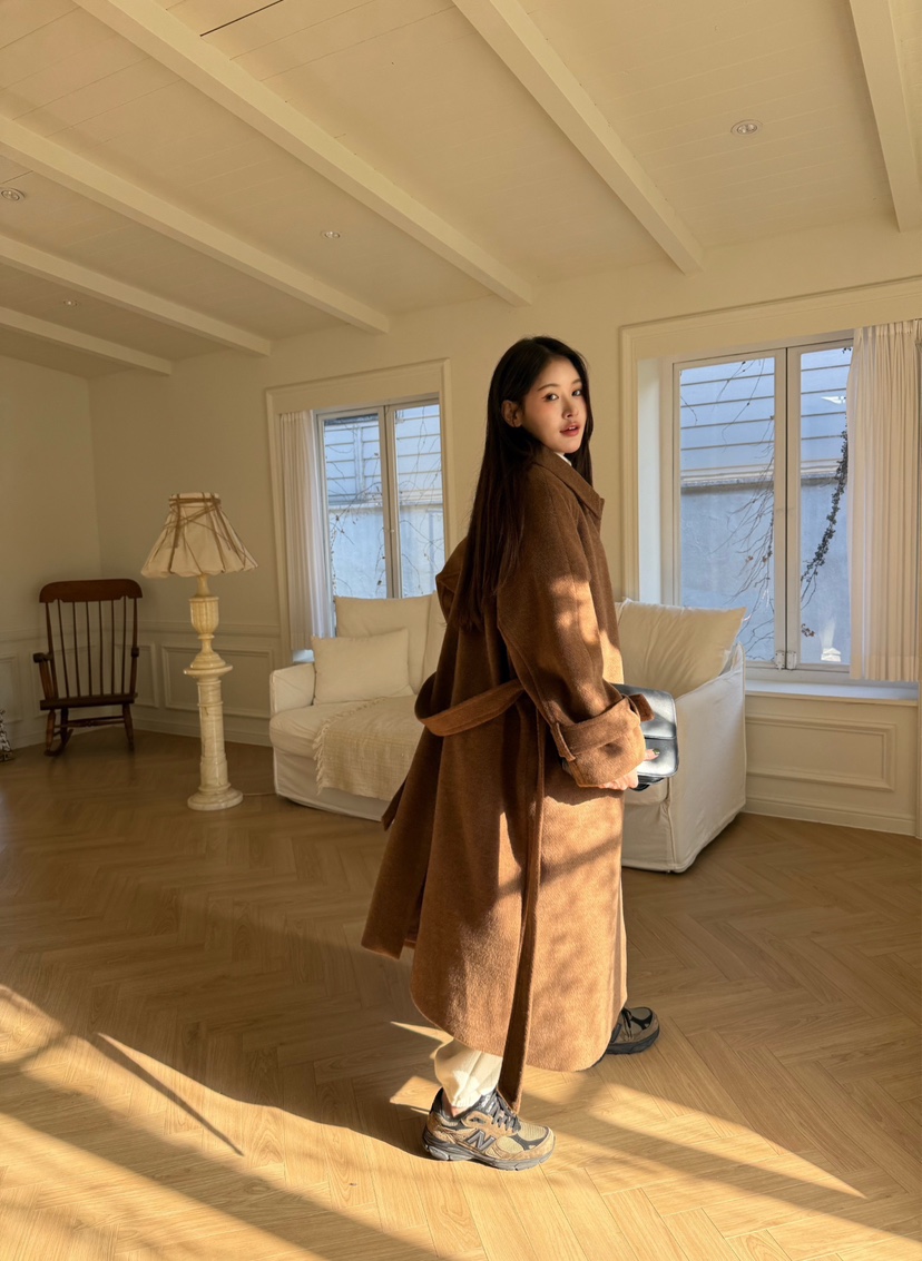 de goyou韓國代購女裝新款24秋夏休閑職業推薦熱賣中長款大衣WATER MELON中長款大衣