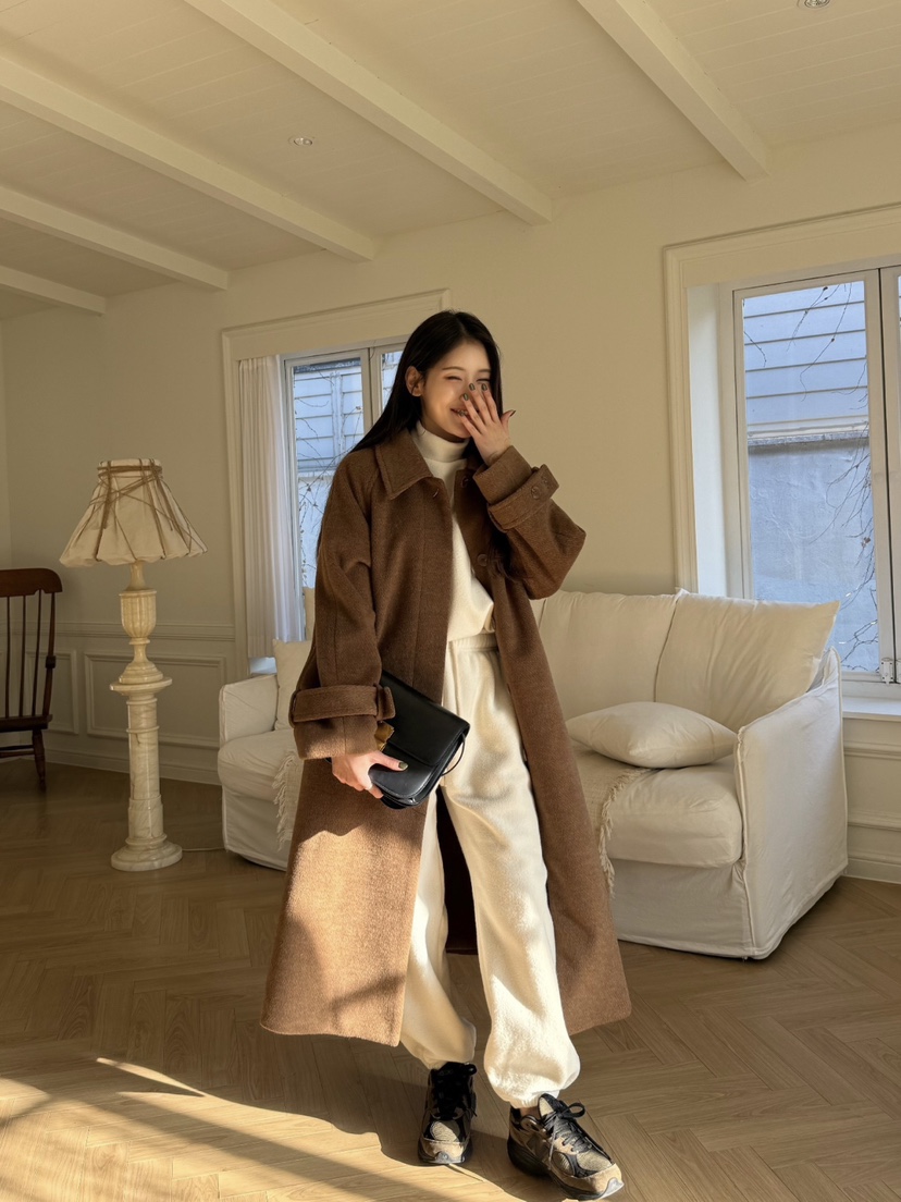 de goyou韓國代購女裝新款24秋夏休閑職業推薦熱賣中長款大衣WATER MELON中長款大衣