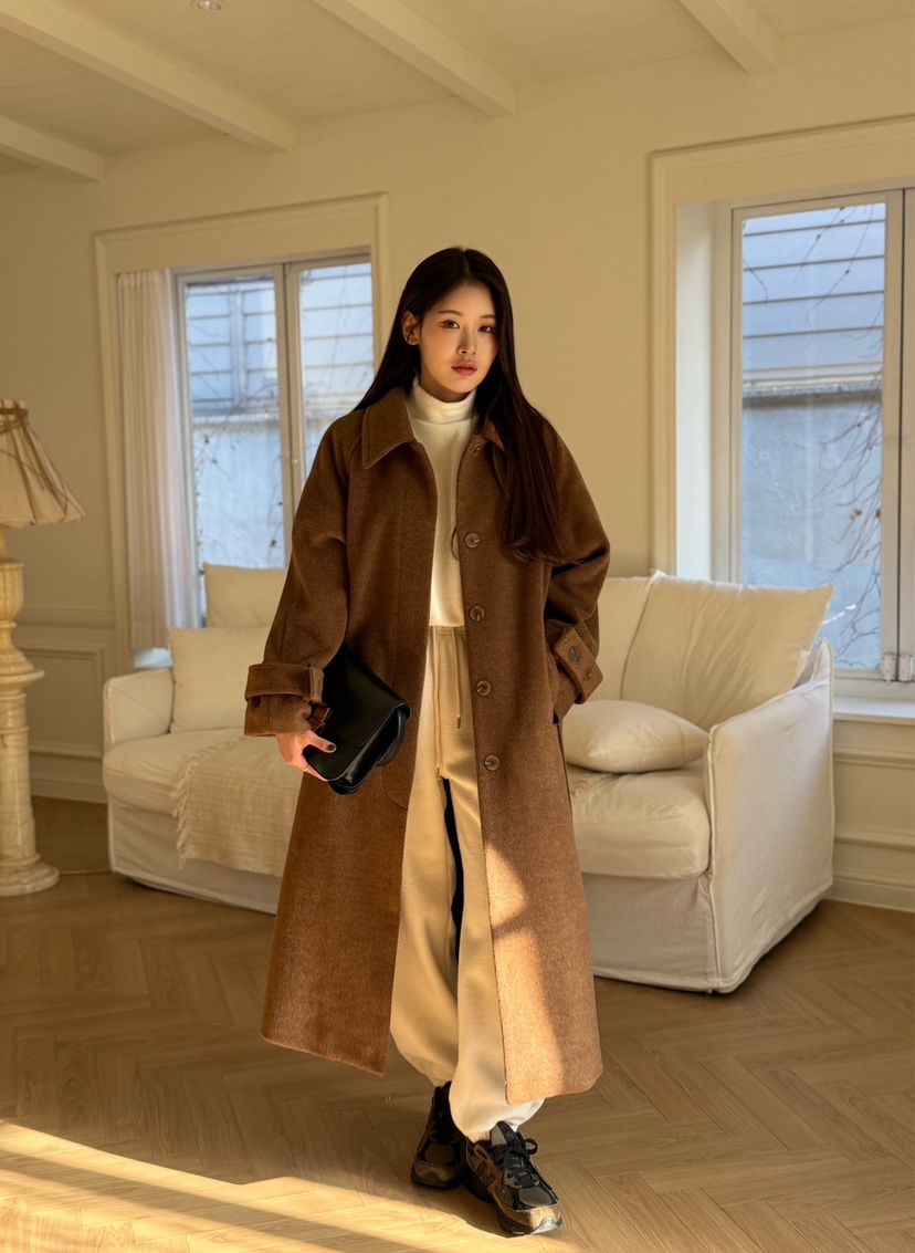 de goyou韓國代購女裝新款24秋夏休閑職業推薦熱賣中長款大衣WATER MELON中長款大衣