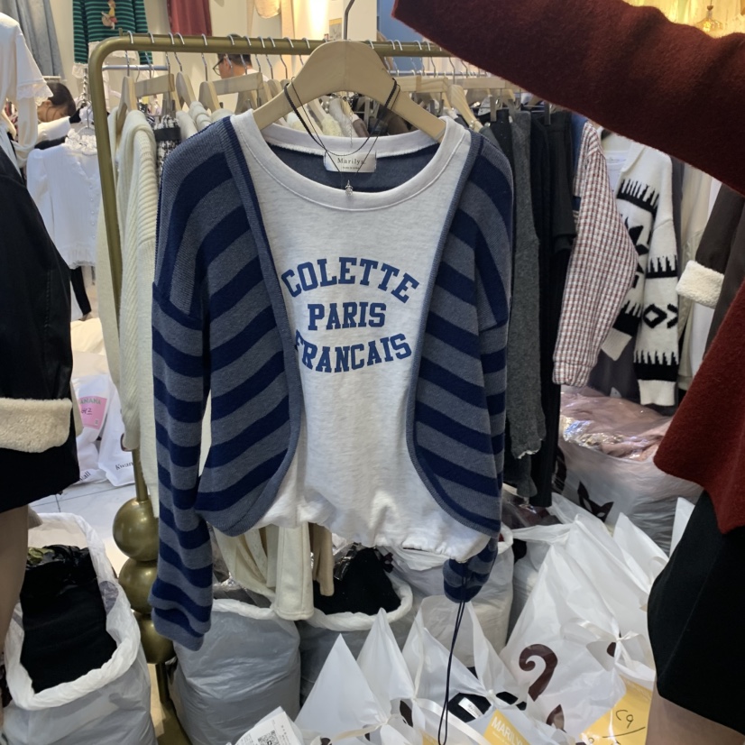 MARILYN東大門代購女士新款休閑推薦熱賣真品職業人氣長袖T恤MARILYN長袖T恤圖色1