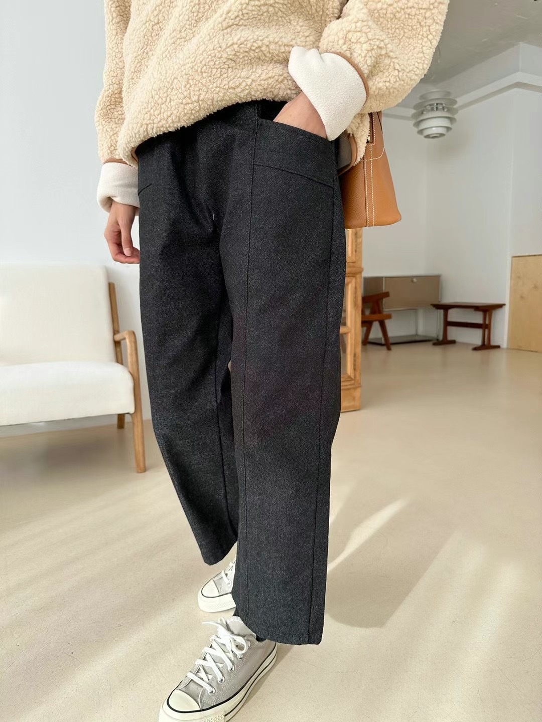 KIND-카인드-OT東大門直郵女裝新品時尚熱賣職業休閑褲拉絨KIND-ot休閑褲