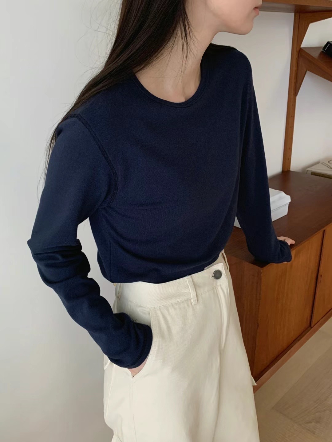 MOOD BEIGE東大門實拍女士新款職業真品休閑24秋夏長袖T恤MOOD BEIGE長袖T恤