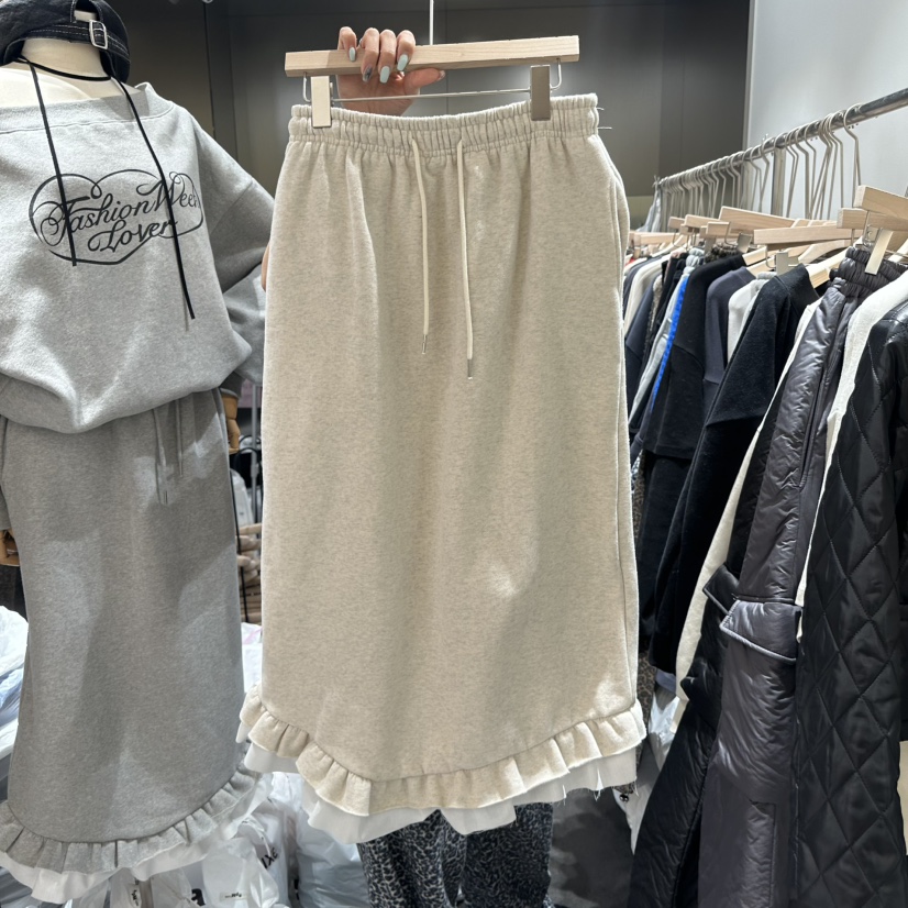 OUR MINUTE韓國直郵女士新品推薦職業熱賣人氣時尚長裙拉絨RUMBA長裙圖色1