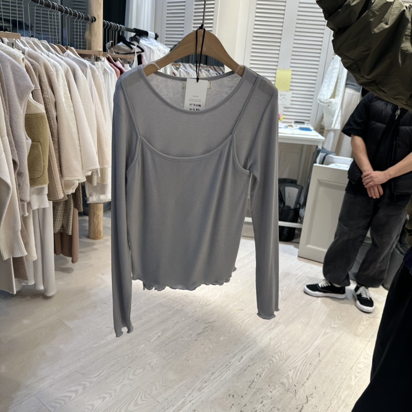 Copiner韓國直郵女裝新品熱賣職業24秋夏時尚長袖T恤假兩件COPINER長袖T恤圖色3