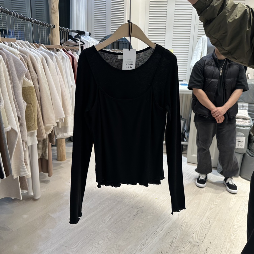 Copiner韓國直郵女裝新品熱賣職業24秋夏時尚長袖T恤假兩件COPINER長袖T恤圖色4