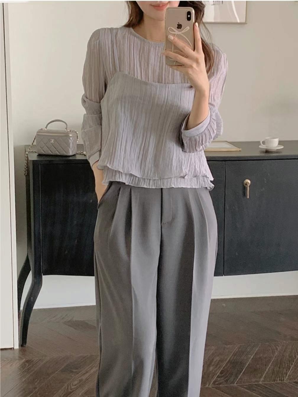 MERCY韓國直郵東大門代購女裝新品時尚職業真品熱賣套裝雙層MERCY套裝圖色2