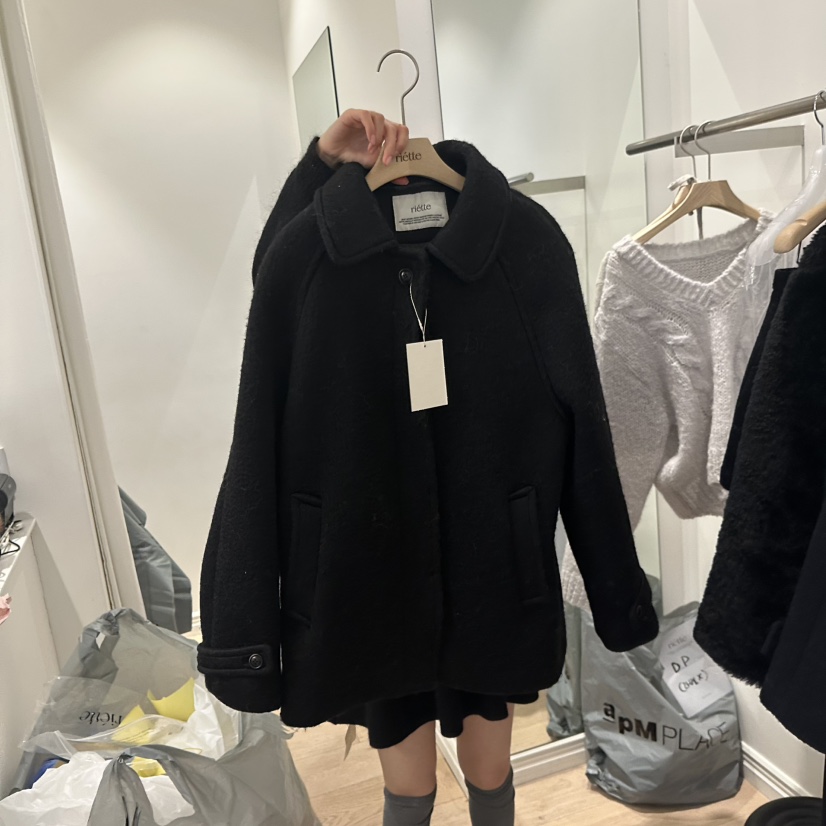 riette韓國直郵東大門代購女裝新款人氣推薦熱賣中長款大衣VEGETABLE中長款大衣圖色2