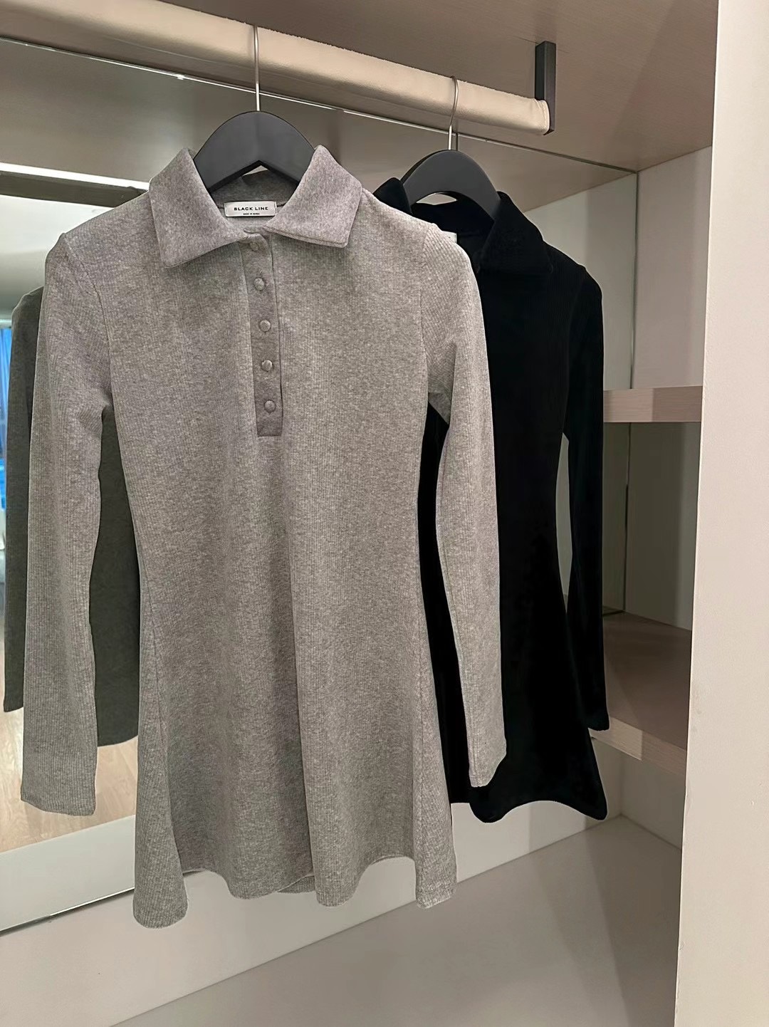 BLACK LINE韓國直郵女裝新品休閑24秋冬時尚真品連衣裙絲絨BLACK LINE連衣裙