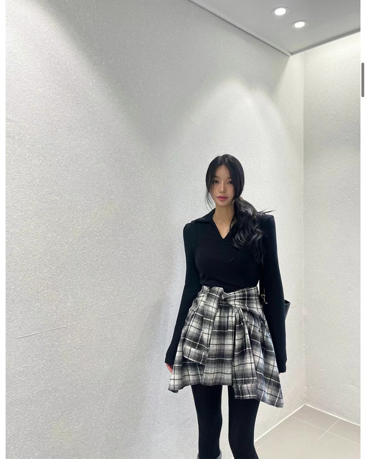 BLACK LINE韓國直郵女裝新品時尚熱賣休閑真品24秋冬裙褲格紋BLACK LINE裙褲