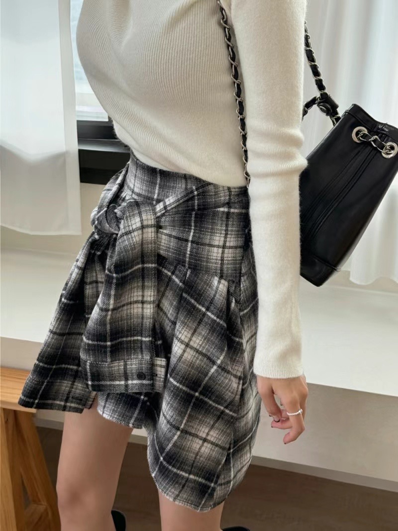 BLACK LINE韓國直郵女裝新品時尚熱賣休閑真品24秋冬裙褲格紋BLACK LINE裙褲