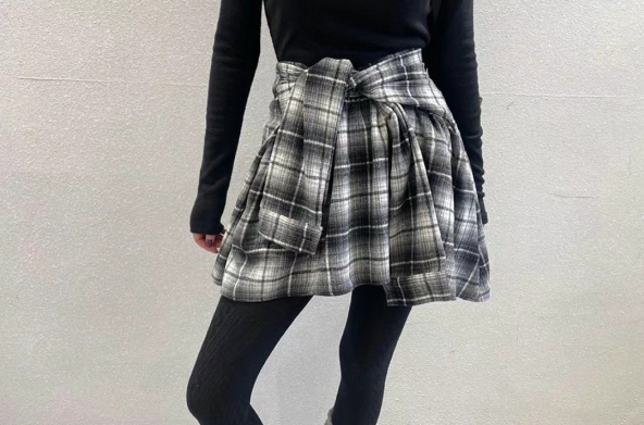 BLACK LINE韓國直郵女裝新品時尚熱賣休閑真品24秋冬裙褲格紋BLACK LINE裙褲圖色2