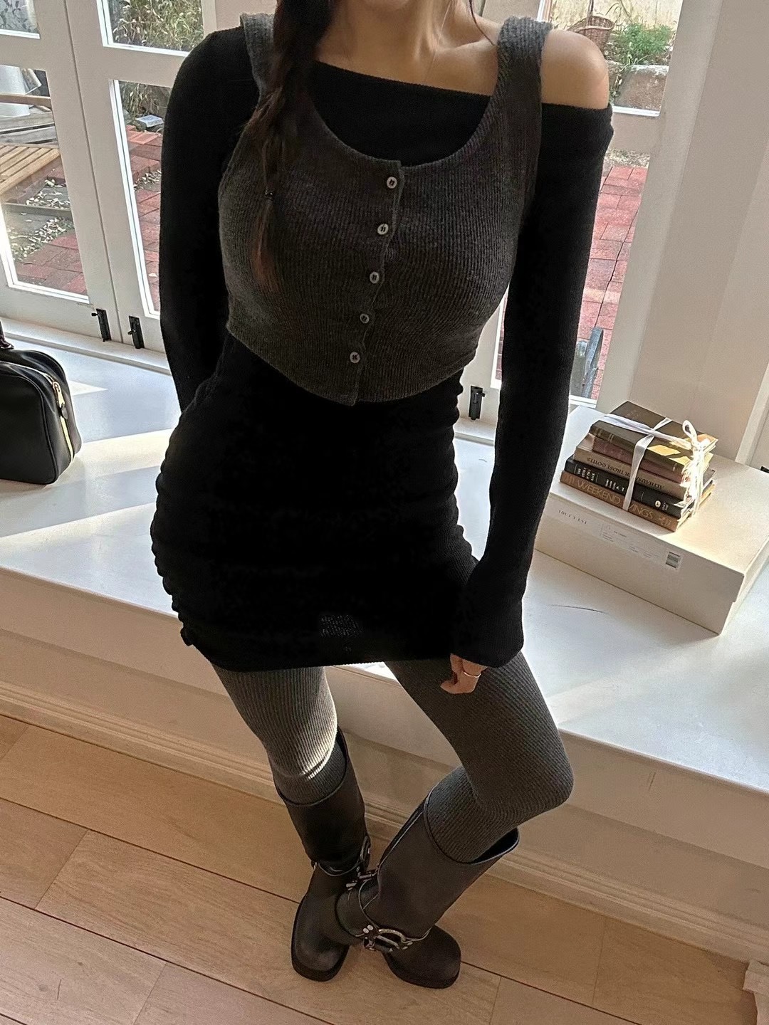 BLACK LINE韓國直郵東大門實拍女裝新品24秋冬人氣時尚連衣裙BLACK LINE連衣裙