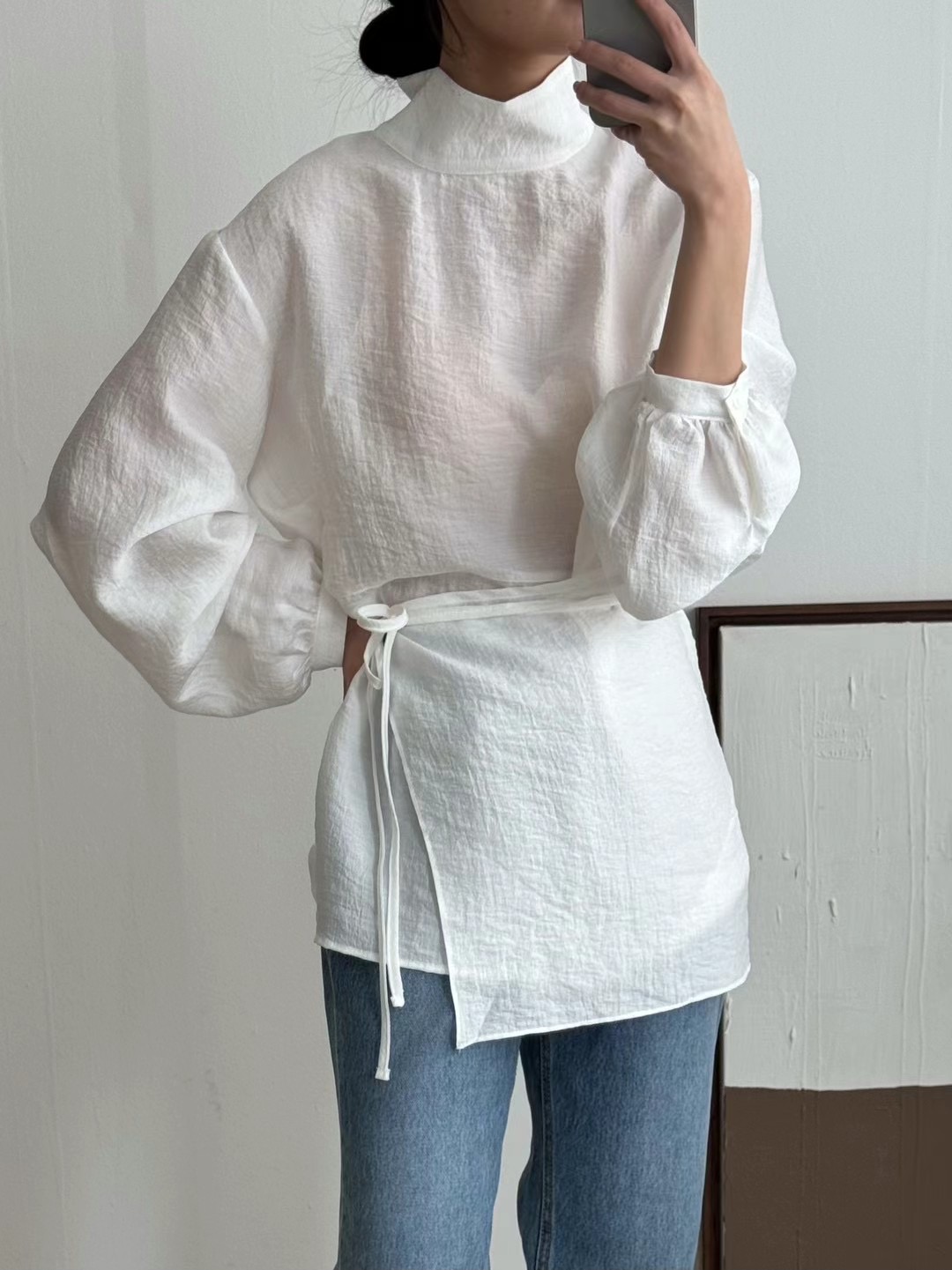 around110韓國直郵東大門代購女裝新品24秋冬休閑襯衫蕾絲衫around110襯衫/蕾絲衫圖色1