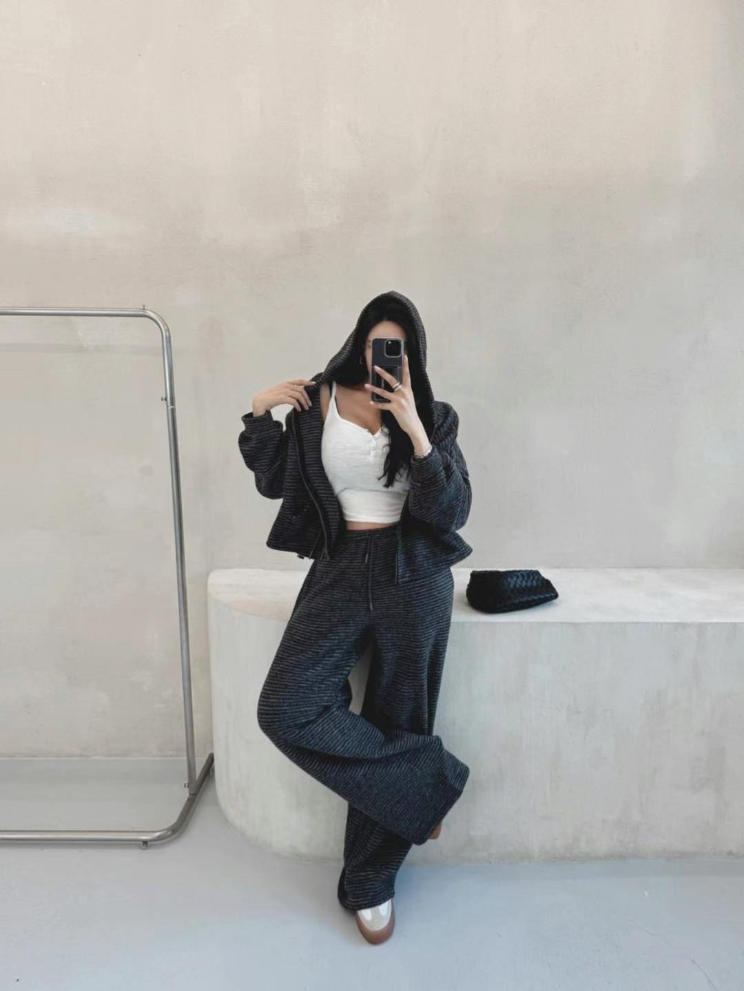 COZCAT韓國直郵東大門實拍女裝新款真品24秋冬休閑套裝拉絲COZCAT套裝