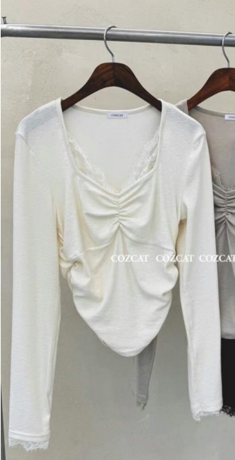 COZCAT直郵韓國代購女裝新款職業24秋冬真品推薦休閑長袖T恤COZCAT長袖T恤