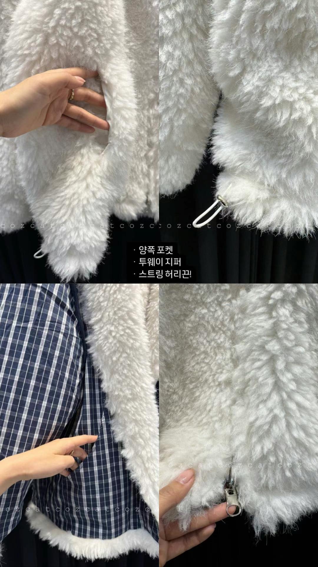 COZCAT韓國直郵女裝新品休閑人氣職業夾克毛皮拉鏈雙面連帽COZCAT夾克
