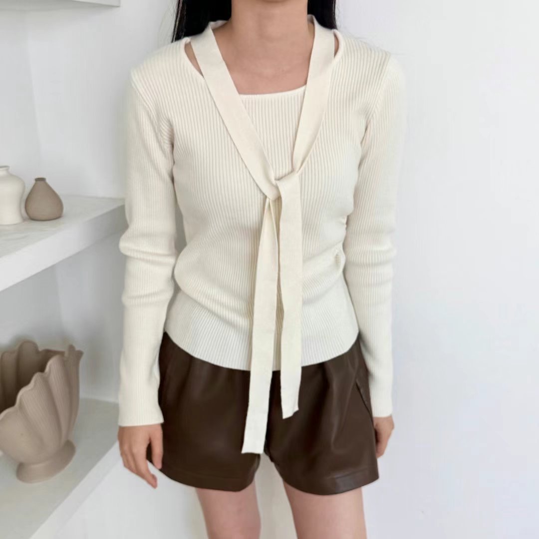 NEO韓國直郵東大門代購女裝新品時尚休閑職業人氣針織衫含脖帶NEO針織衫