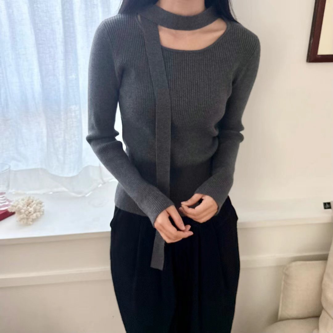 NEO韓國直郵東大門代購女裝新品時尚休閑職業人氣針織衫含脖帶NEO針織衫