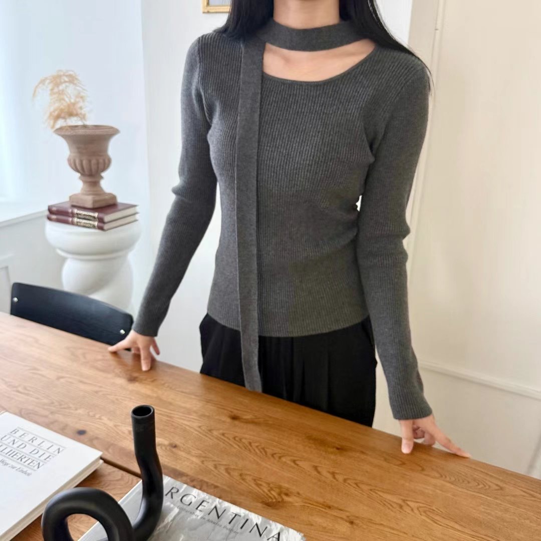 NEO韓國直郵東大門代購女裝新品時尚休閑職業人氣針織衫含脖帶NEO針織衫圖色3