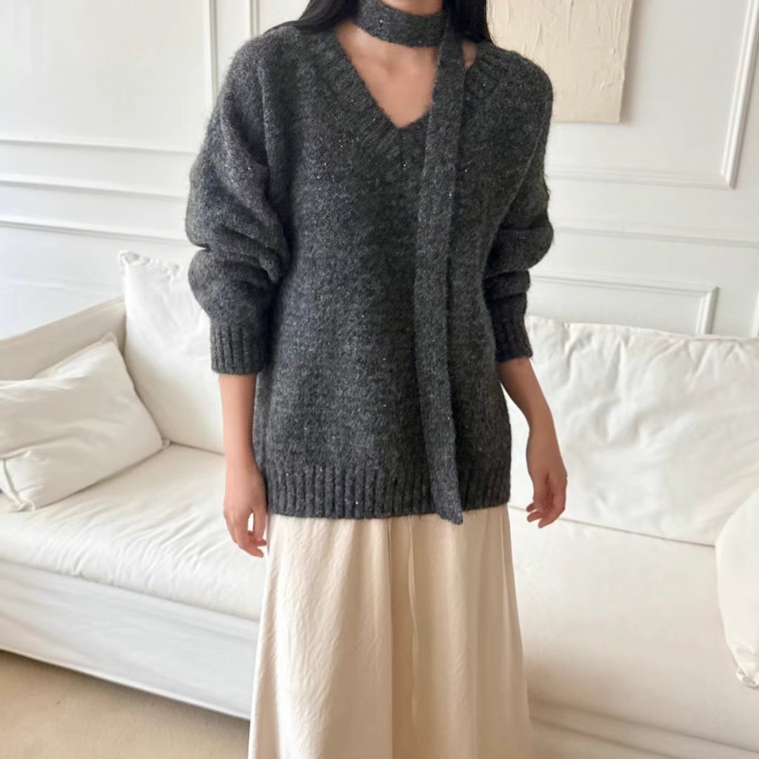 NEO韓國直郵女裝新品推薦人氣休閑職業時尚熱賣針織衫含脖帶NEO針織衫