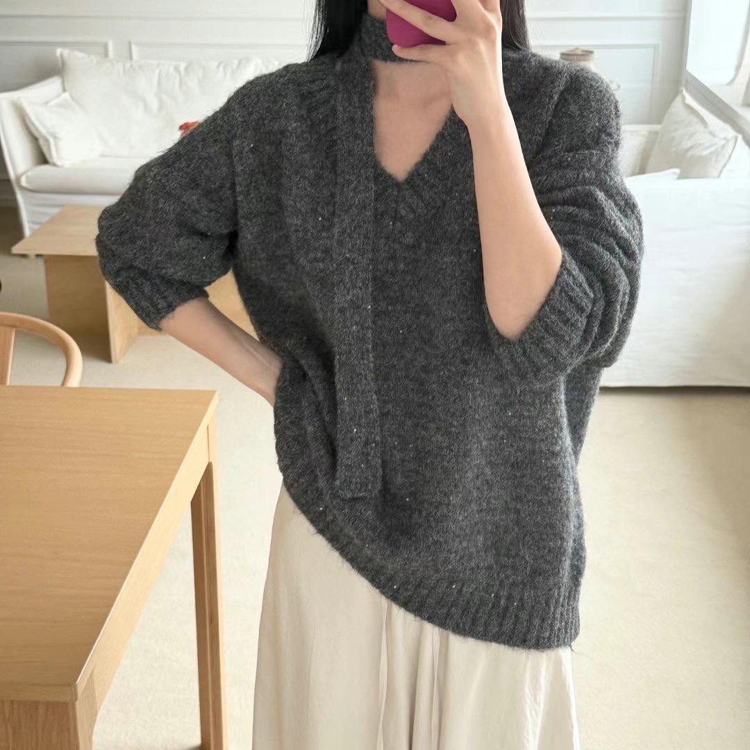 NEO韓國直郵女裝新品推薦人氣休閑職業時尚熱賣針織衫含脖帶NEO針織衫