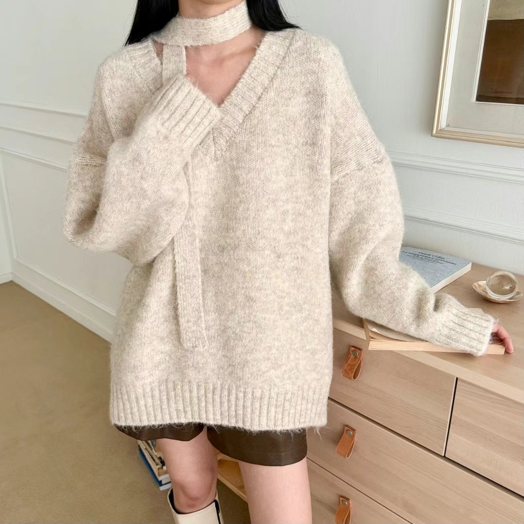NEO韓國直郵女裝新品推薦人氣休閑職業時尚熱賣針織衫含脖帶NEO針織衫圖色2