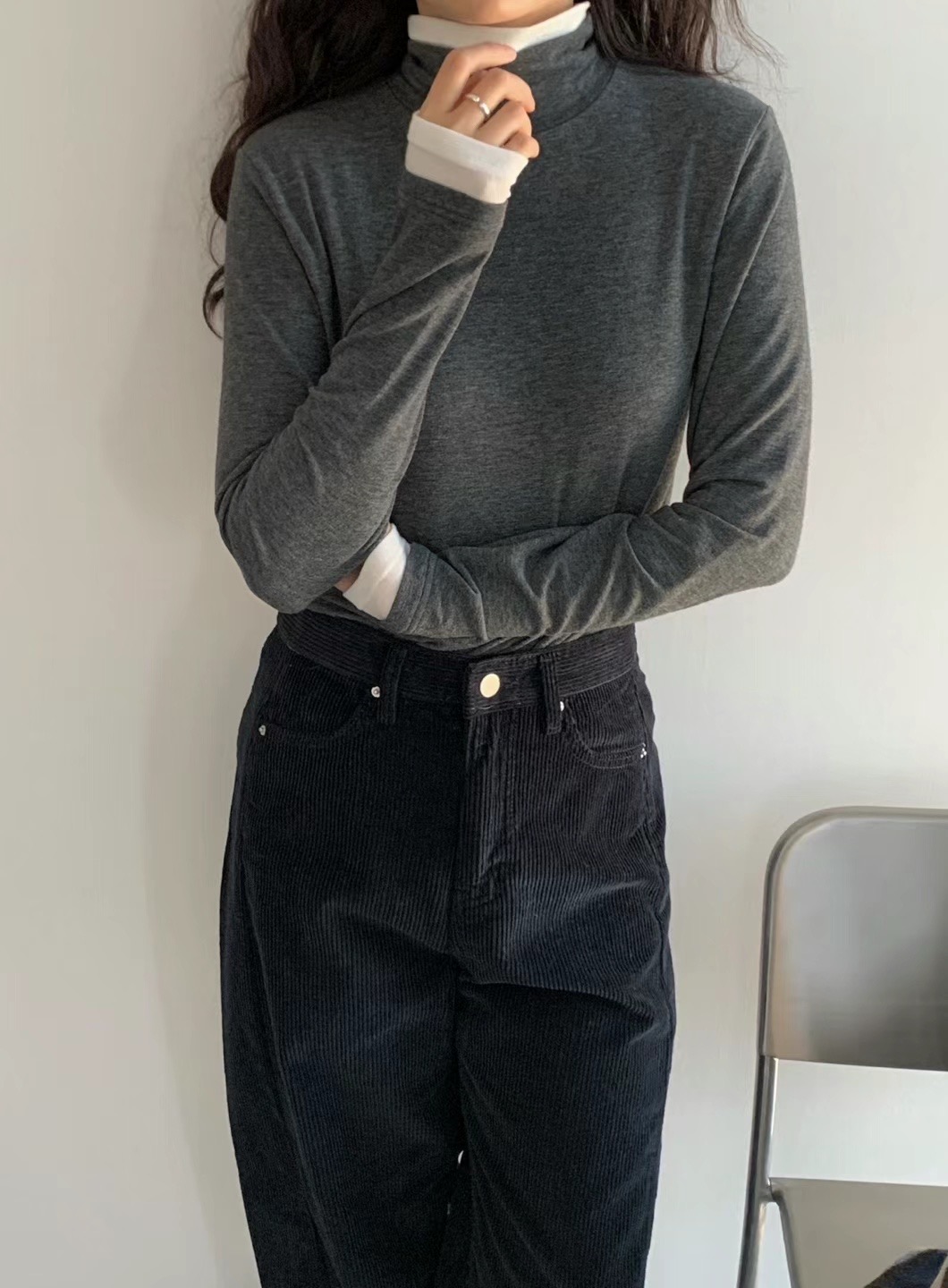 AN STAND韓國直郵東大門代購女裝新品熱賣職業長袖T恤羊毛AN STAND-2件起長袖T恤圖色3