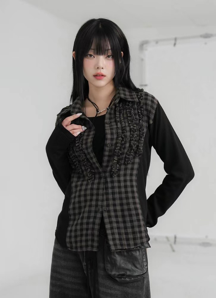 THELACREAM東大門代購女裝新品推薦休閑24秋夏熱賣襯衫蕾絲衫THELACREAM襯衫/蕾絲衫圖色2